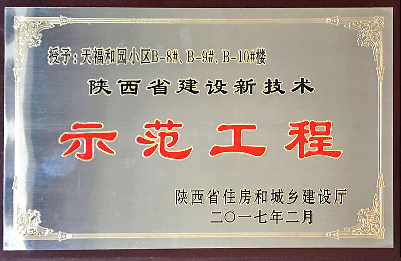 天福和園一期工程榮獲陜西省建設新技術(shù)示范工程